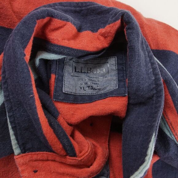 LL Bean Traditional Fit Vintage Soft Rugby Striped Long Sleeve Polo XL Tall - Picture 9 of 12
